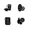 Foods and goods black glyph icons set on white space