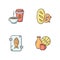 Foods and goods RGB color icons set