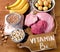 Foods Highest in Vitamin B6 on a wooden board.