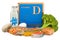 Foods Highest in vitamin D, 3D rendering