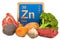 Foods Highest in Zinc, 3D rendering