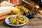 Foods on wooden table