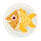Foodstuff Arranged in the Shape of Fish on Plate Above View Vector Illustration