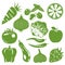 Foodstuff green icons set