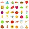 Foodstuff icons set, cartoon style