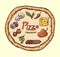 Foodstuffs. Ingredients for pizza. Color vector illustration on beige