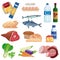 Foodstuffs. set of colored vector icons on a white