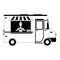 Foodtruck restaurant isolated in black and white