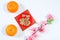 Fook, one of the most auspicious Chinese New Year greetings decorated with cherry blossom, orange