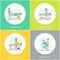 Foot and Abdominal Back Massage Icons Set Vector