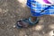 Foot of an african masai man in traditional sandals shoes.