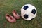 Foot ball and old shose
