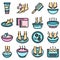 Foot bath icons set vector flat