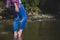 Foot bath in mountain river