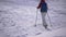 Foot feet steeps. hiking walking. slow motion. snow winter landscape. recreation activity. holiday vacation tourism