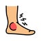 foot gout pain symptom color icon vector illustration