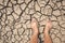 Foot on Ground cracks drought crisis environment