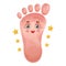 Foot health. Feet skin care. Barefoot leg cartoon character. Body part. Treatment nail disease. Spa procedure, pedicure. Vector