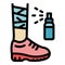 Foot injury spray icon color outline vector