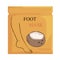 Foot mask template with coconut. black and white sketch of a leg with a color sketch of a coconut on orange packaging. hand draws