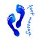 Foot massage concept. Foot massage logo in watercolor blue. Print of foots logo. Reflexology concept for your web site design, log