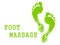 Foot massage concept. Foot massage stamp in green. Print of foots logo. Reflexology for your web site design, logo, app, UI.