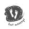 Foot massage concept. Reflexology.  Silhouette of feet on Brush Stroke in gray for your web site design, app, UI. Foot massage log