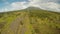 The foot of the Mayon Volcano with flowing mountain rivers near Legazpi city in Philippines. Aerial view Mayon Volcano