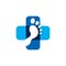 Foot Medical Logo Design. Pharmacy Cross Health Care Vector. Helping and Meditation Graphic.