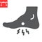 Foot pain glyph icon, painful and leg, foot ache vector icon, vector graphics, editable stroke solid sign, eps 10.