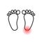 Foot pain icon. For biomechanics  footwear  shoe concepts  medical  health  massage spa  acupuncture centers etc. Pain concept.