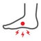 Foot pain line icon, body and painful, feet ache sign, vector graphics, a linear pattern on a white background.