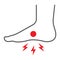 Foot pain thin line icon, body and painful, feet ache sign, vector graphics, a linear pattern on a white background.