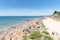 Foot path access beach breakwater of isle of Noirmoutier in vendÃ©e France