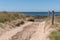 Foot path access beach of island Noirmoutier in vendee France