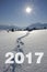 foot path in snow to new year 2017