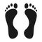 Foot print icon. Bare foot print Black on white feet icon vector