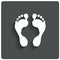 Foot prints label. Human footprint icon. Barefoot.