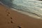 Foot Prints on a sandy beach