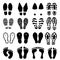 Foot prints vector set black and white