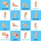 Foot Problems Flat Icons Set
