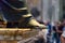 Foot of Saint Peter statue. Interior of Saint Peter`s Basilica in Vatican