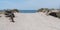 Foot sandy path access beach in island Noirmoutier vendee France in web banner template header panorama