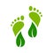 Foot in shape of a leaf. Carbon neutrality. Feet with a leaves.