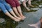 Foot soak onsen,the tourist at Sankampaeng hot springs in San Kampang district , Thailand