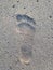 Foot step on beach sand