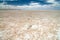 Foot steps on Lake Frome, a salt lake in remote South Australia