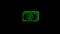 Footage. 2D animation. The symbol of paper dollars in green neon color on a transparent background