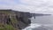 footage in 4k of the cliffs of Mother in Ireland. Irish famous place. Rough sea, wind, seagulls, sunny day