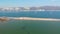 Footage of city with park, port, beach, mountains. ariel view of Novorossiysk